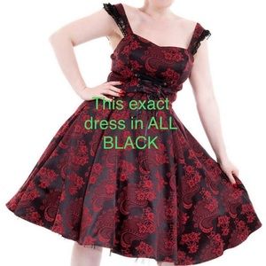 Hearts and Roses brand ALL BLACK lace up dress with crinoline skirt retro glam